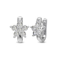 Silver Zircon Round Cut Flower Huggie Earrings