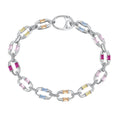 Silver Zircon Baguette Cut Chain Tennis Bracelet