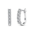 Silver Zircon Round Cut Curved Inlaid Ear Hoops