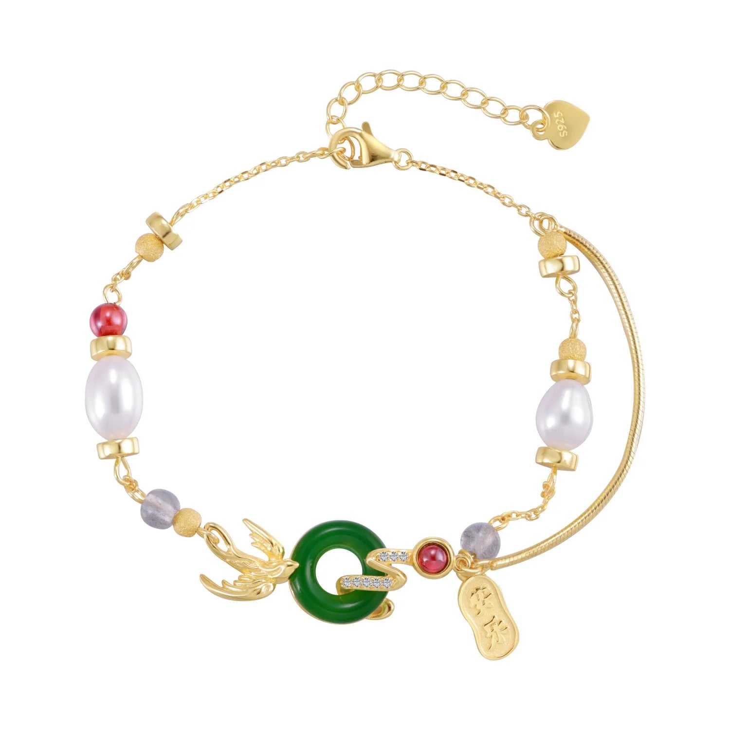 Silver Chinese Style Beaded Bracelet