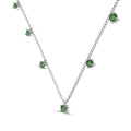 Silver Zircon Round Cut Tassel Chain Necklace
