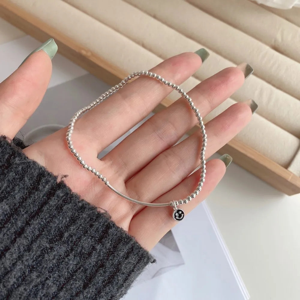 Silver Smiley Face Anklet