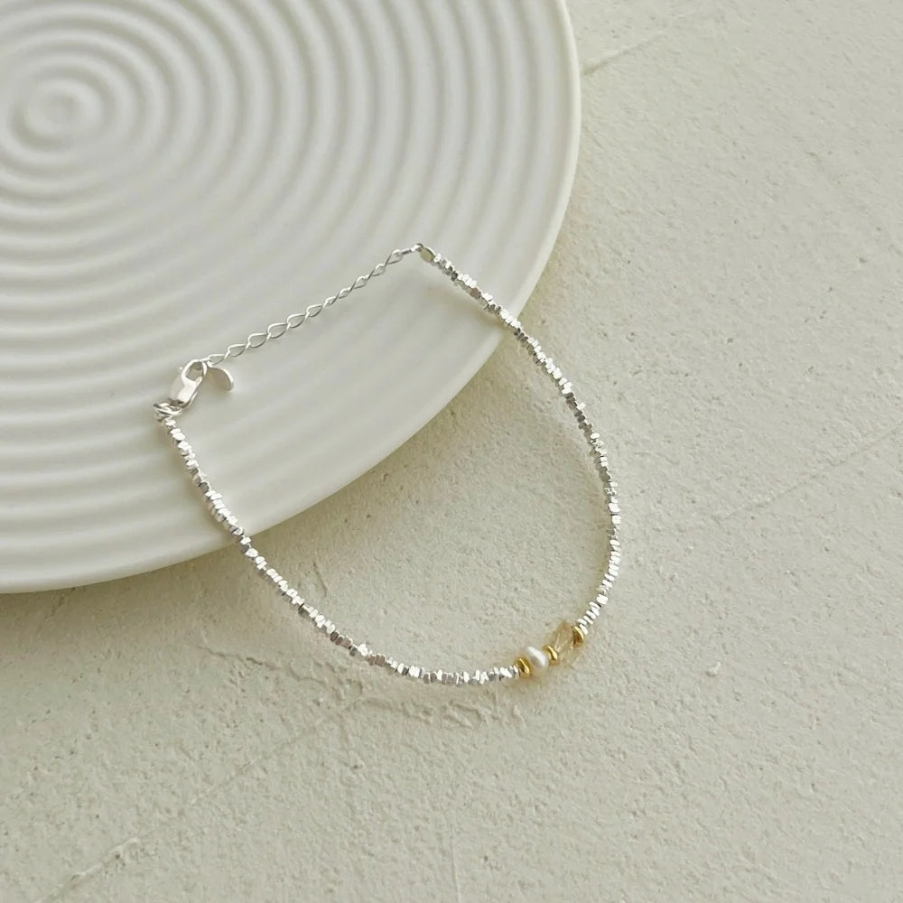 Silver Pearl Multi Shape Beaded Bracelet