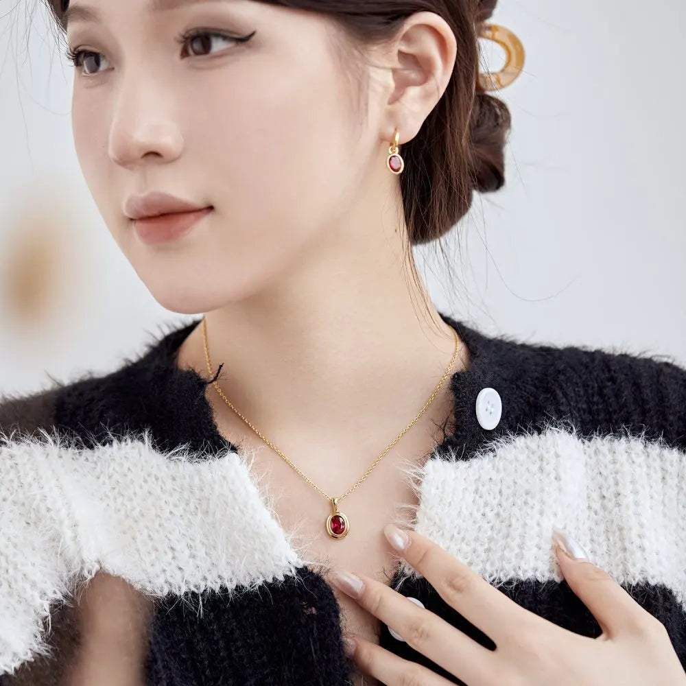 Silver Zircon Oval Cut Solitaire Pendant Necklace