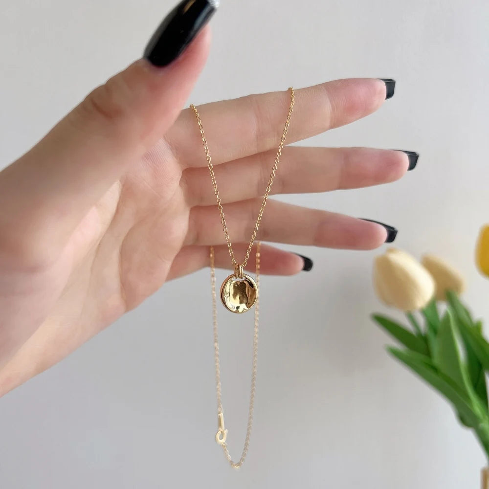 Silver Disc Pendant Necklace