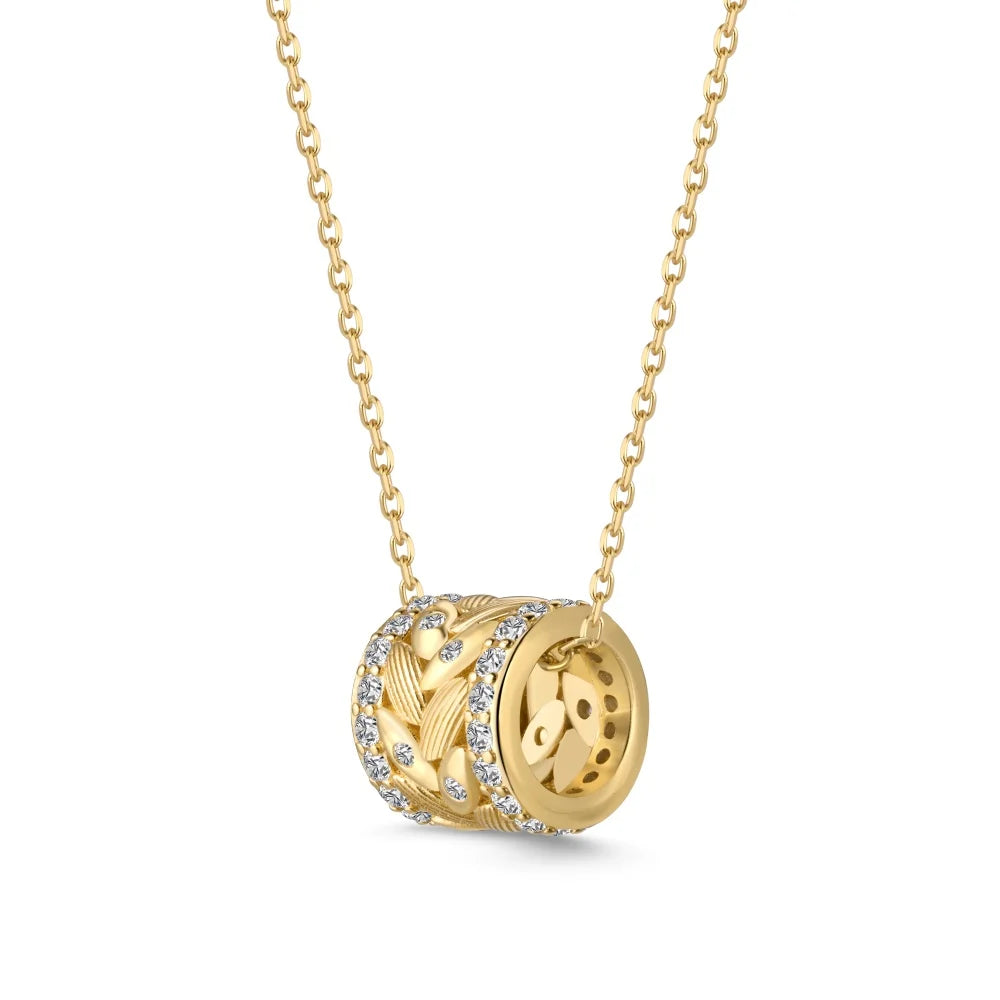 Silver Zircon Round Cut Cylinder Pendant Necklace
