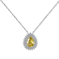 Silver Zircon Pear Cut Inlaid Halo Water Drop Pendant Necklace