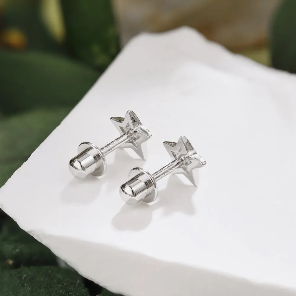 Silver Star Ear Studs