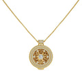 Silver Zircon Round Cut Halo Disc Pendant Necklace