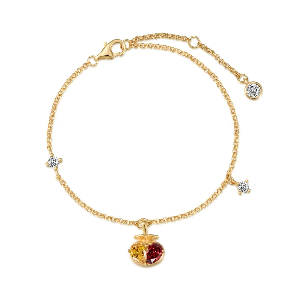 Silver Zircon Pear Cut Fruit Chain Bracelet