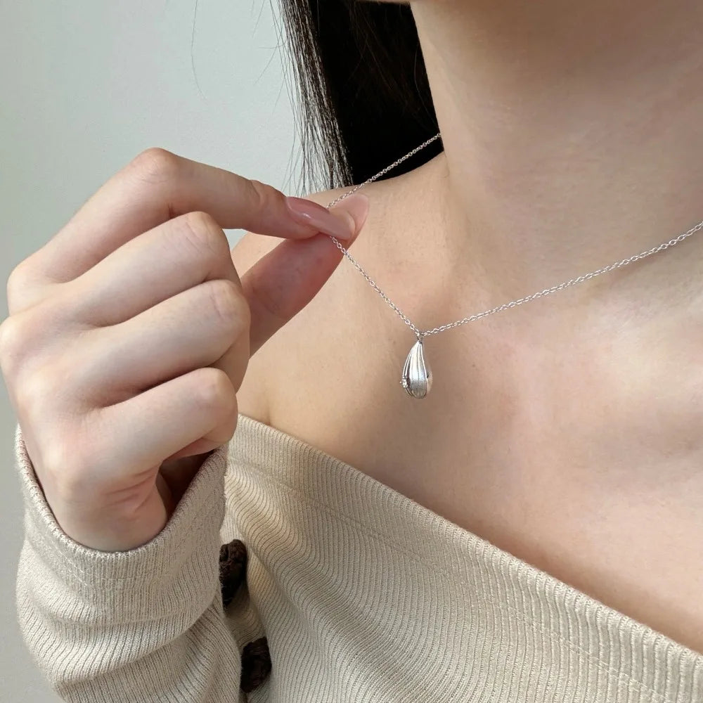 Silver Zircon Round Cut Tear Pendant Necklace