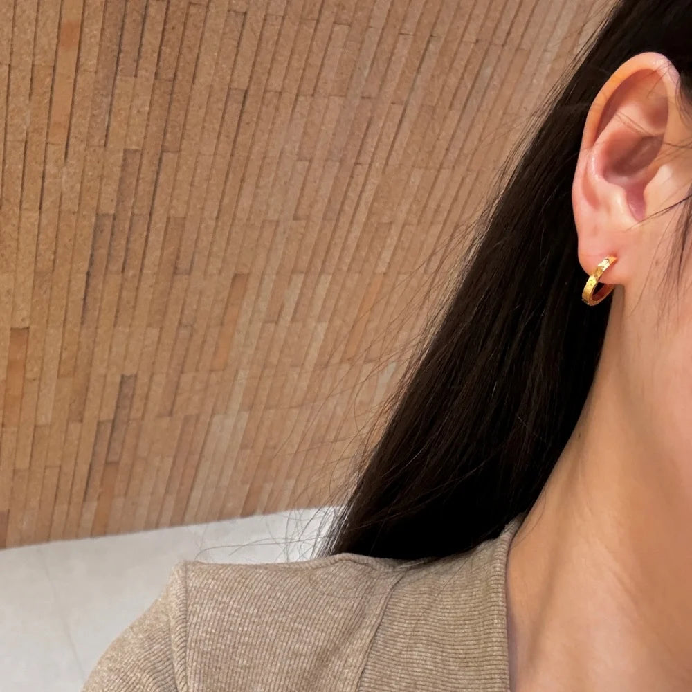 Silver Textured Ear Hoops