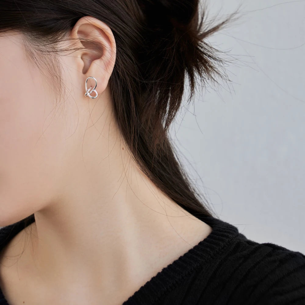 Silver Twisted Curved Ear Studs