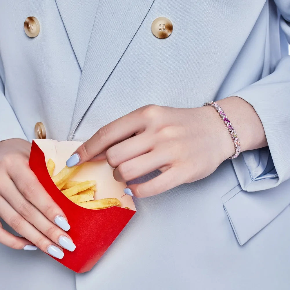 Silver Zircon Baguette Cut Arrow Tennis Bracelet