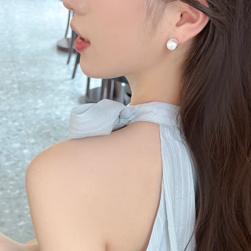 Silver Brushed Ear Studs