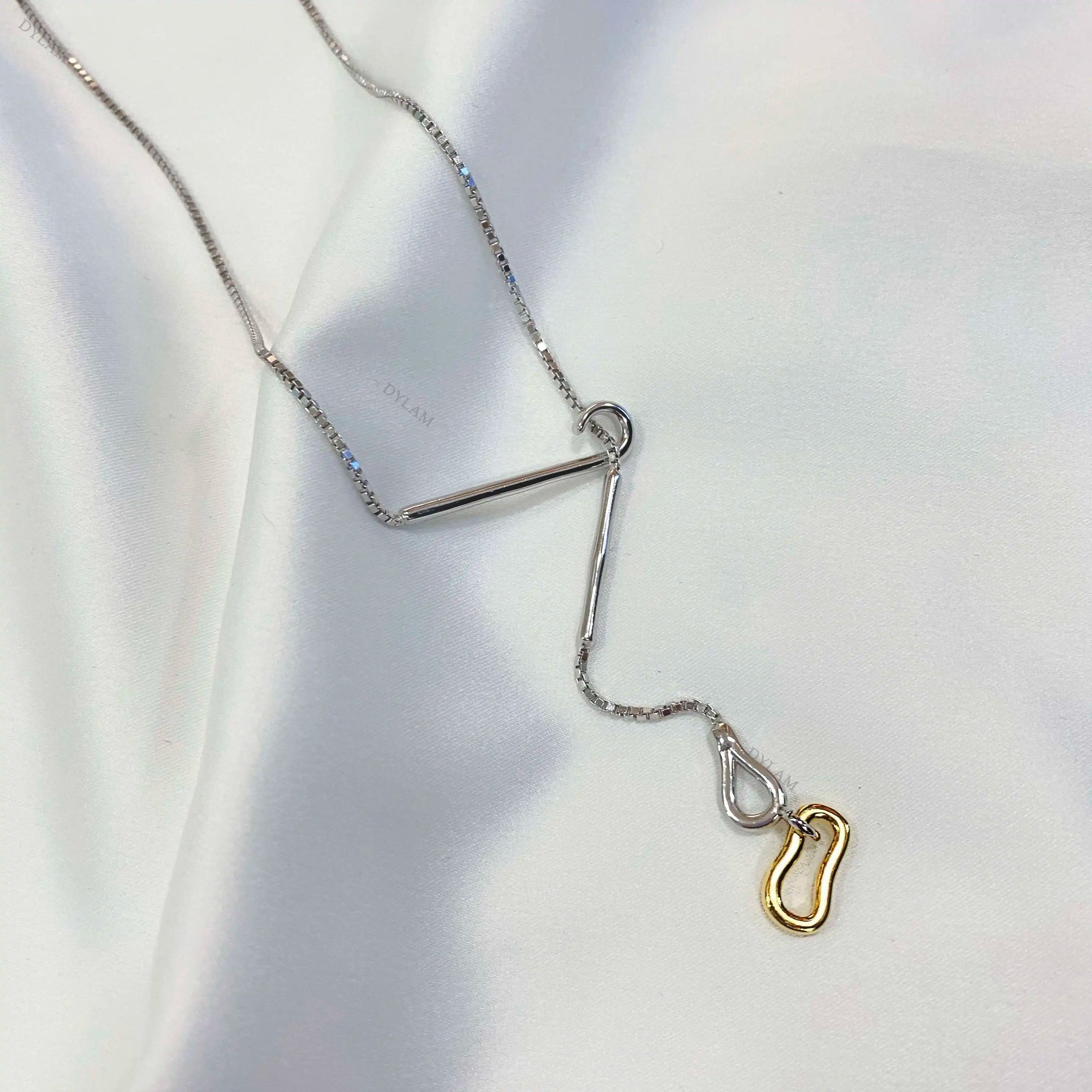 Silver Hook Clasp Pendant Necklace