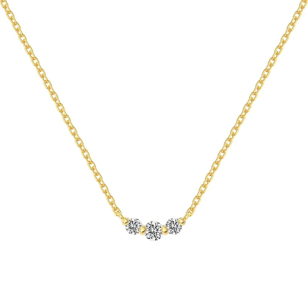 Silver Zircon Round Cut Single Pendant Necklace