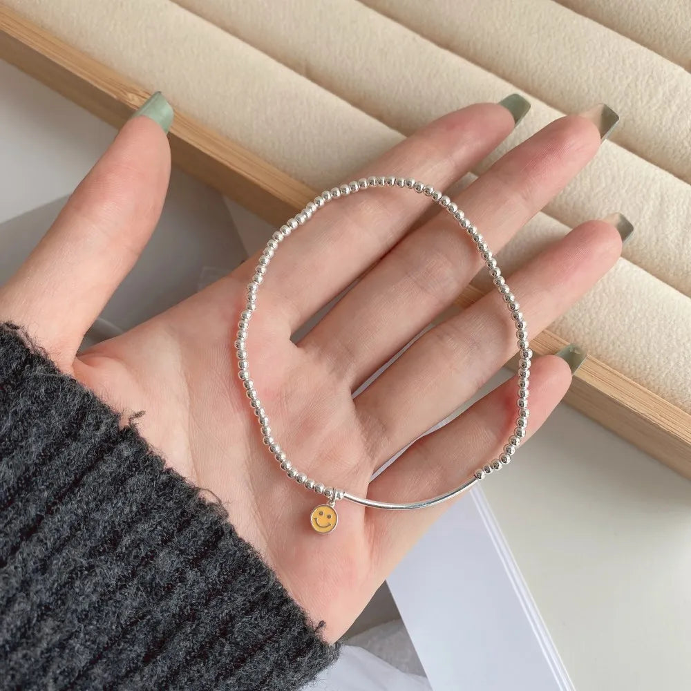 Silver Smiley Face Anklet