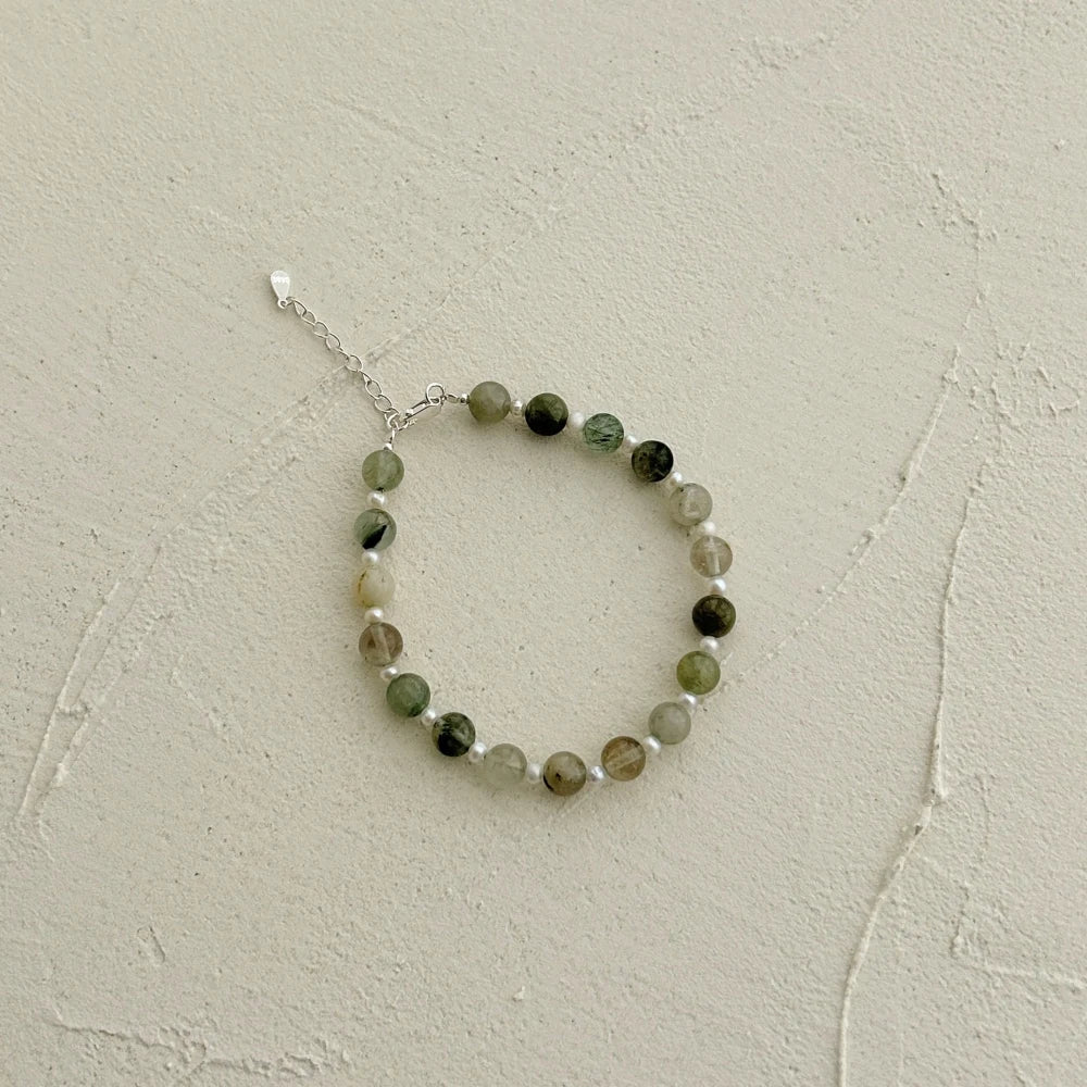 Silver Crystal Round Cut Simple Beaded Bracelet