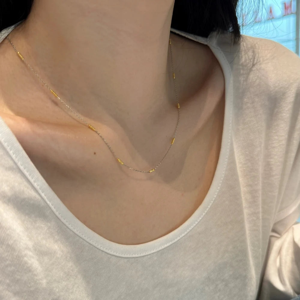 Silver Columnar Chain Necklace