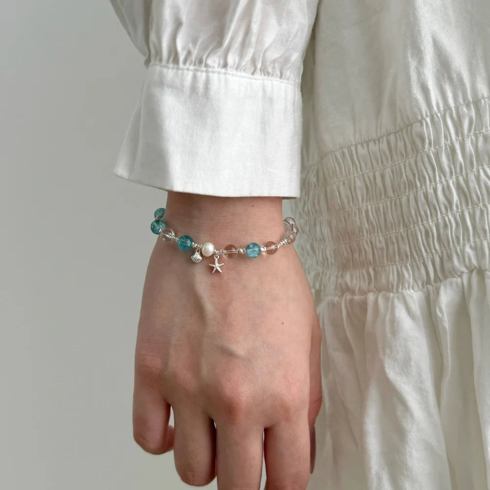 Silver Crystal Round Cut Classic Beaded Bracelet
