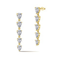 Silver Zircon Pear Cut Tear Tassel Drop Earrings