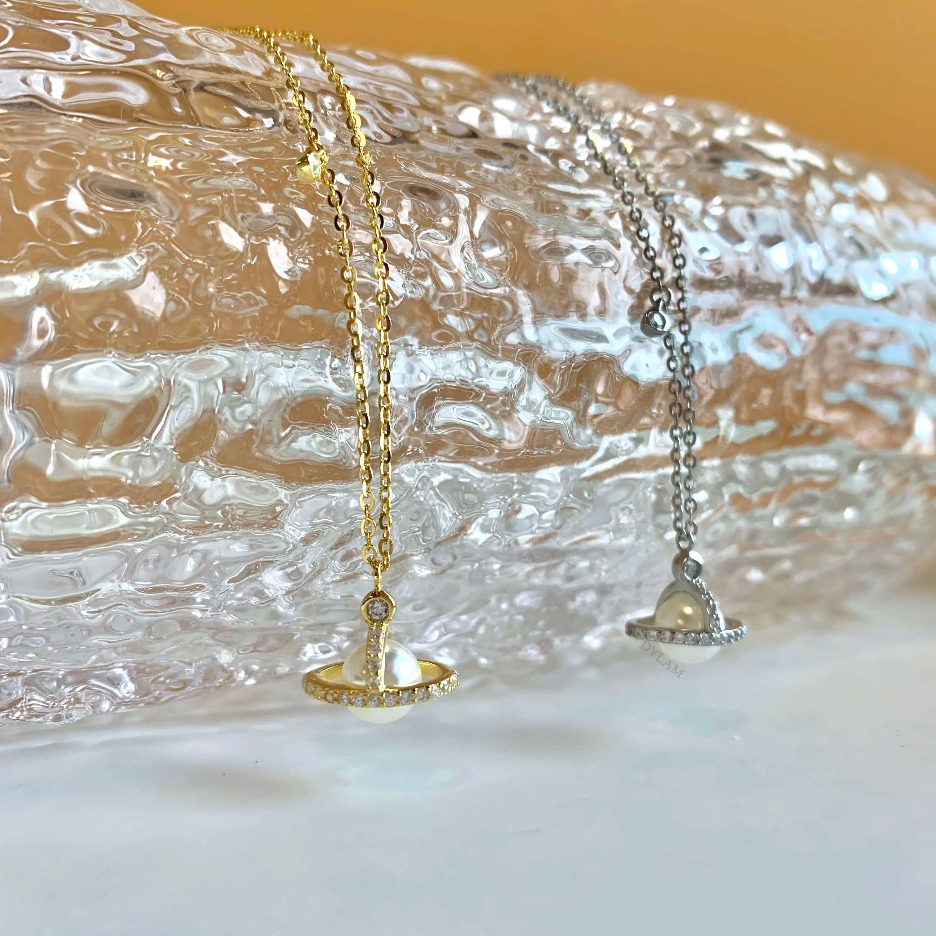 Silver Pearl Wrapped Pendant Necklace