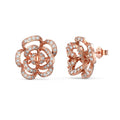Silver Zircon Round Cut Inlaid Flower Ear Studs