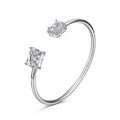 Silver Zircon Radiant Cut Open Bangle Bracelet