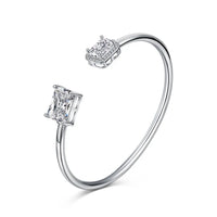 Silver Zircon Radiant Cut Open Bangle Bracelet