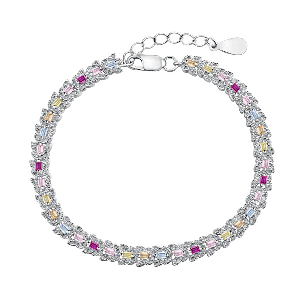 Silver Zircon Baguette Cut Butterfly Tennis Bracelet