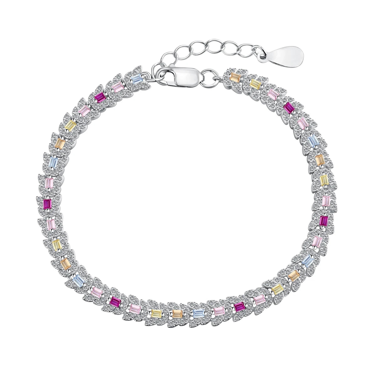 Silver Zircon Baguette Cut Butterfly Tennis Bracelet