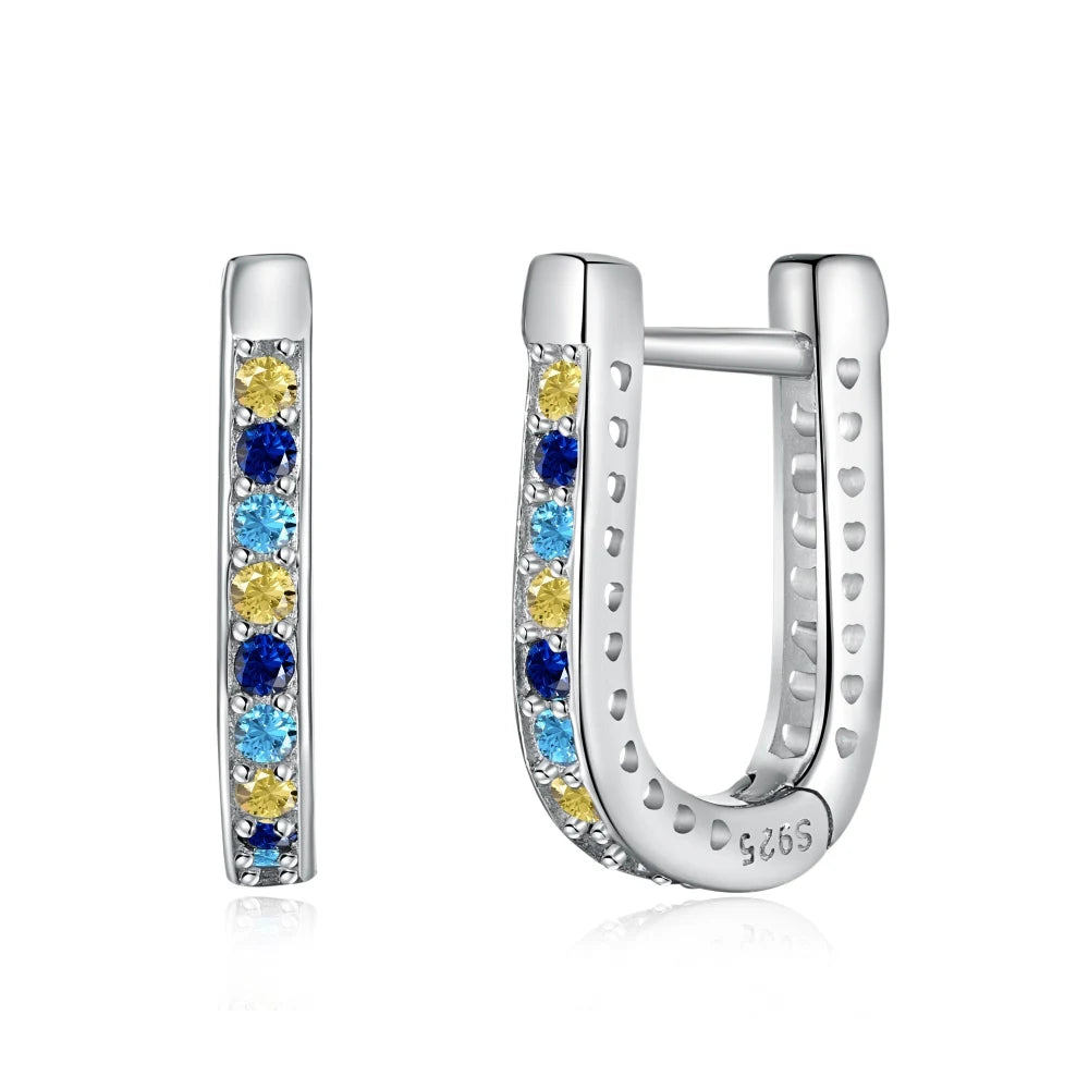 Silver Zircon Round Cut Inlaid Wrapped Huggie Earrings