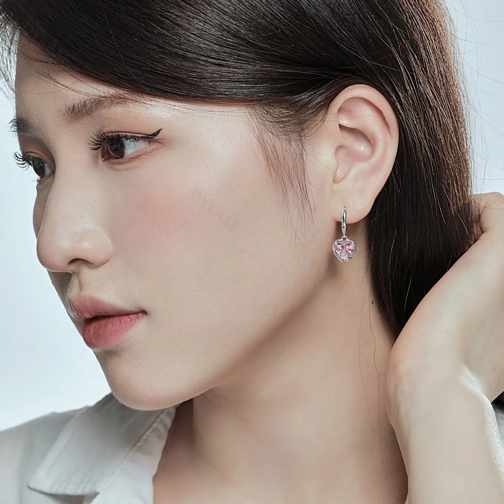 Silver Zircon Heart Cut Wrapped Huggie Earrings