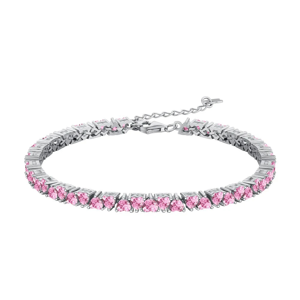 Silver Zircon Heart Cut Link Tennis Bracelet