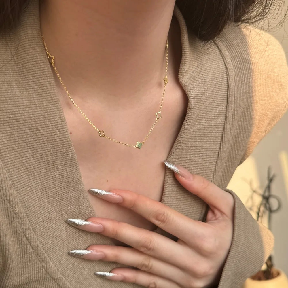 Silver Clover Chain Necklace