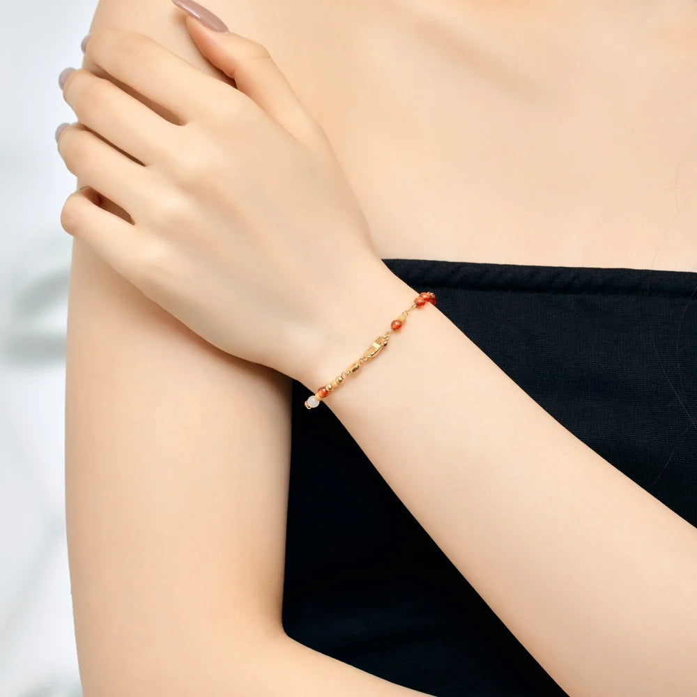 Silver Chalcedony Round Cut Multi Shape Beaded Bracelet