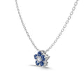 Silver Zircon Round Cut Flower Pendant Necklace