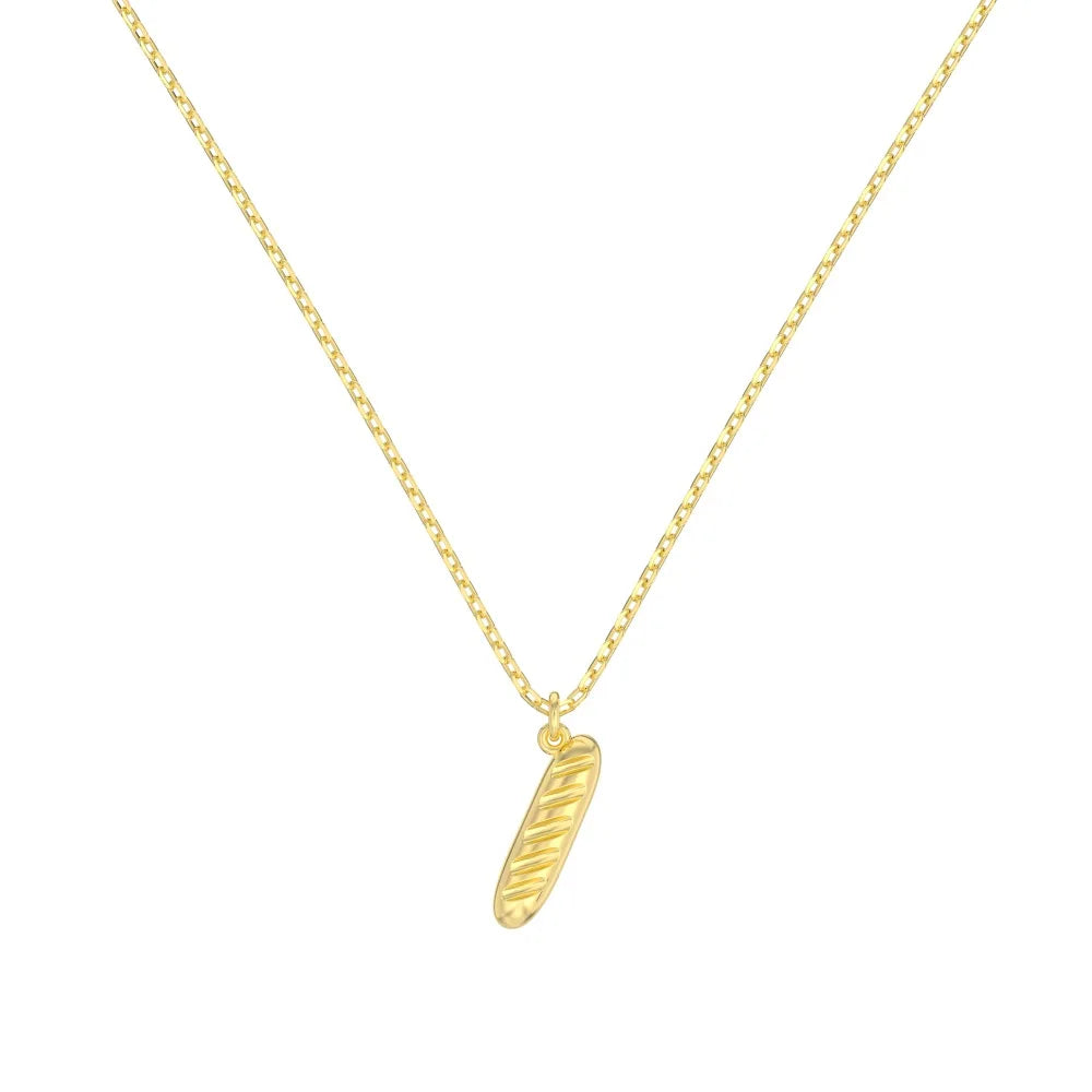 Silver Bread Pendant Necklace