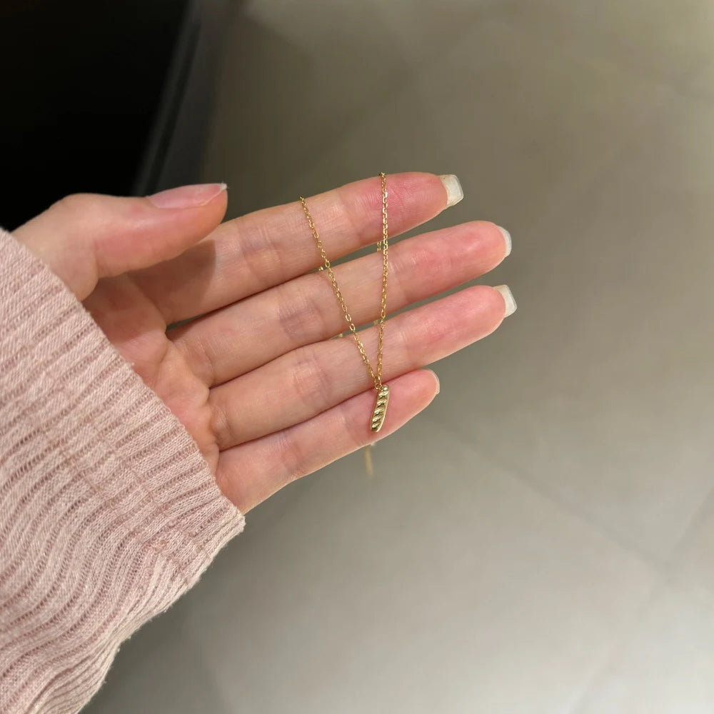 Silver Bread Pendant Necklace