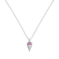 Silver Zircon Round Cut Ice Cream Pendant Necklace