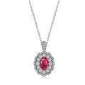 Silver Zircon Oval Cut Party Pendant Necklace