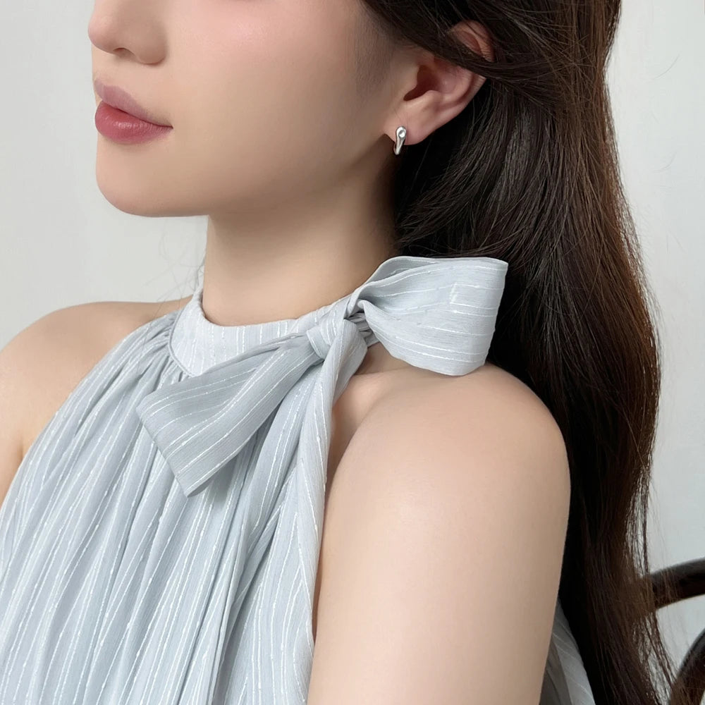 Silver Geometric Huggie Earrings