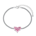 Silver Zircon Princess Cut Heart Tennis Bracelet