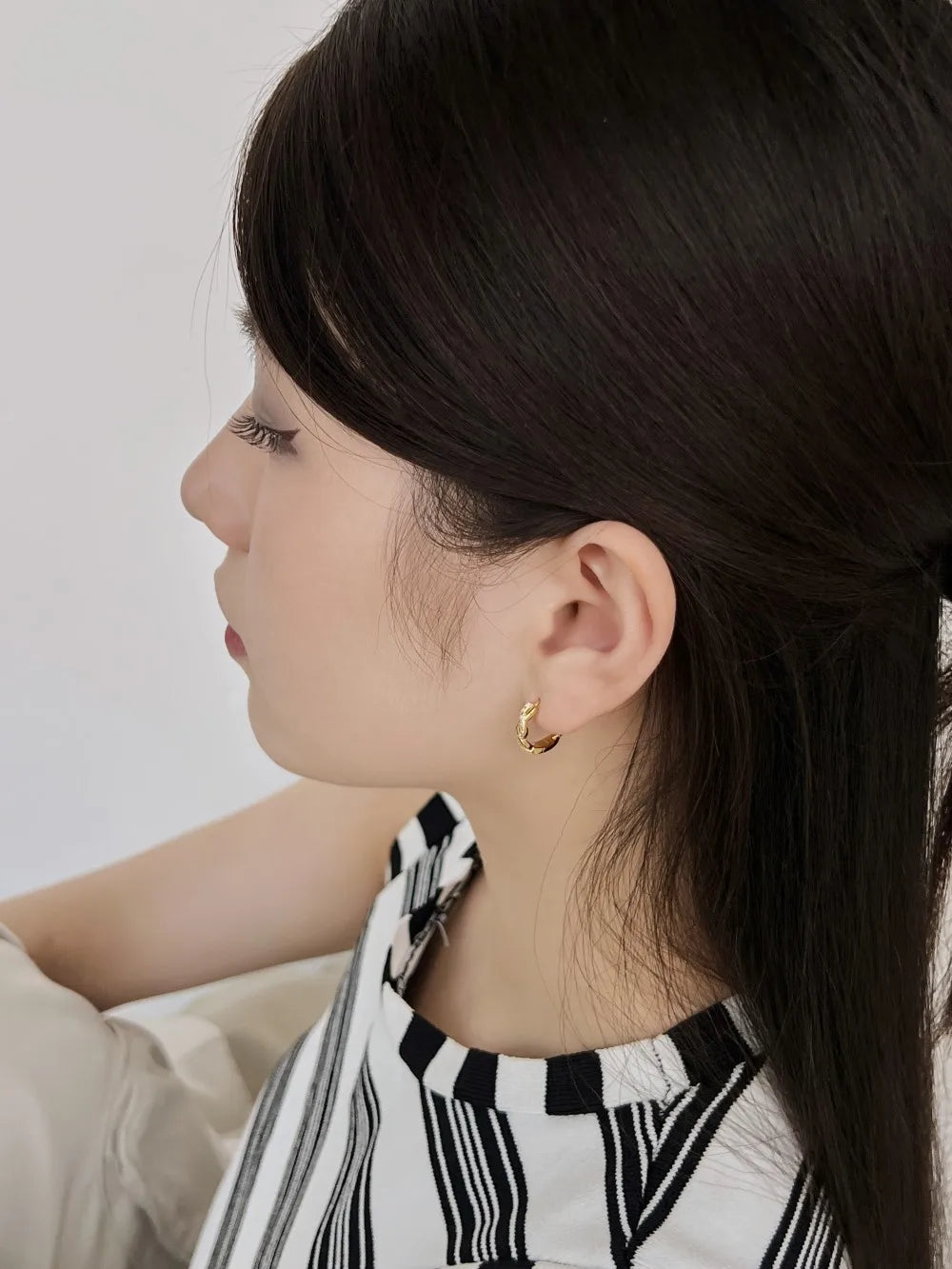 Silver Zircon Round Cut Wrapped Ear Hoops