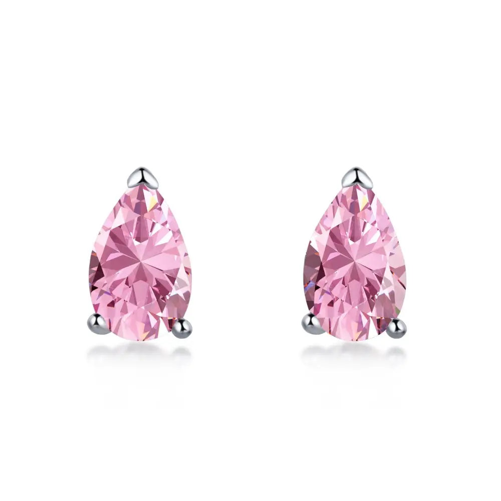 Silver Zircon Pear Cut Water Drop Ear Studs