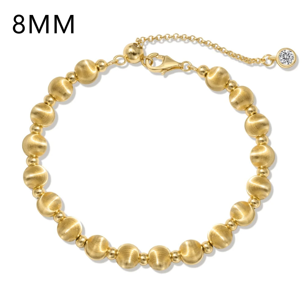 Silver Brushed Layered Bangles Beaded Bracelet
