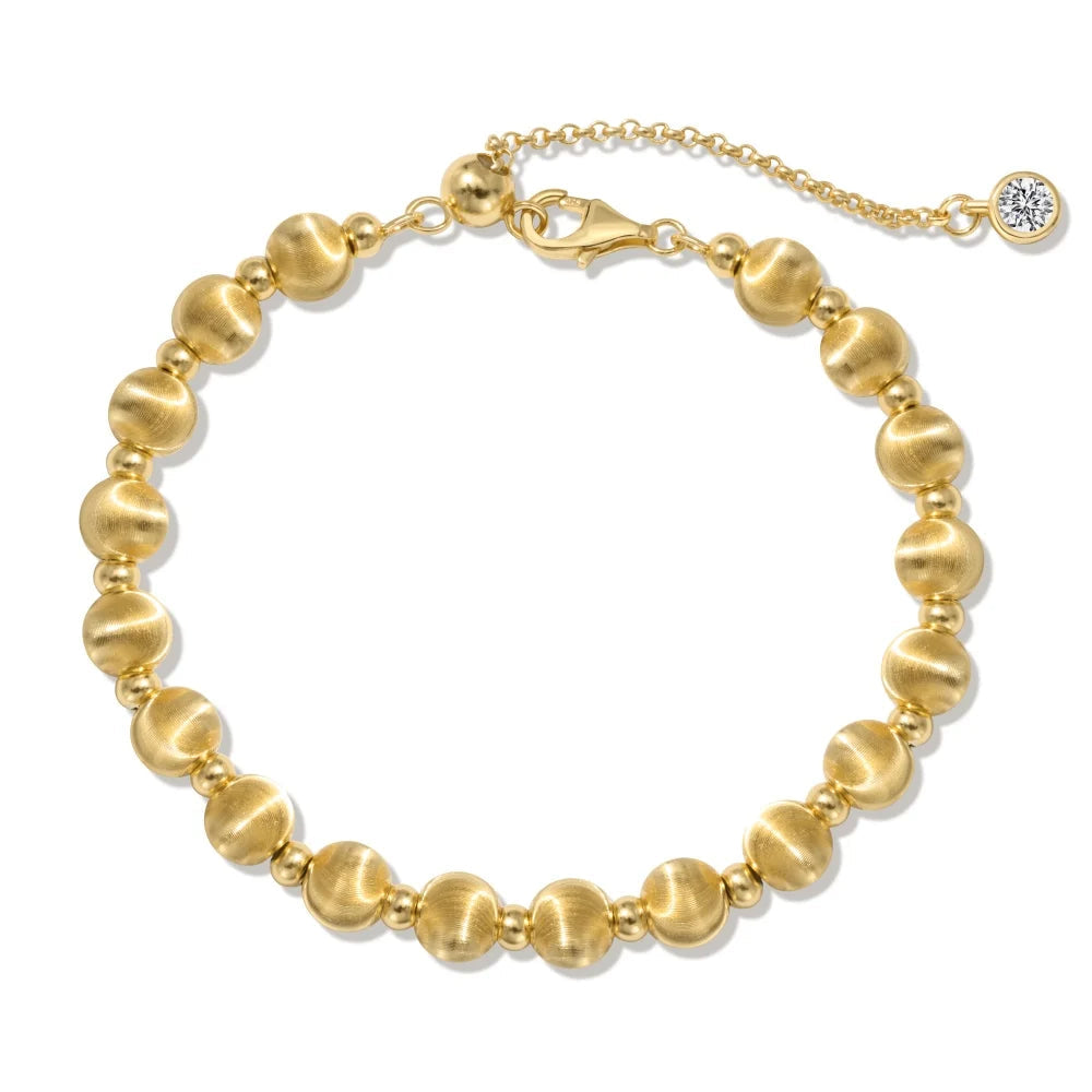 Silver Brushed Layered Bangles Beaded Bracelet