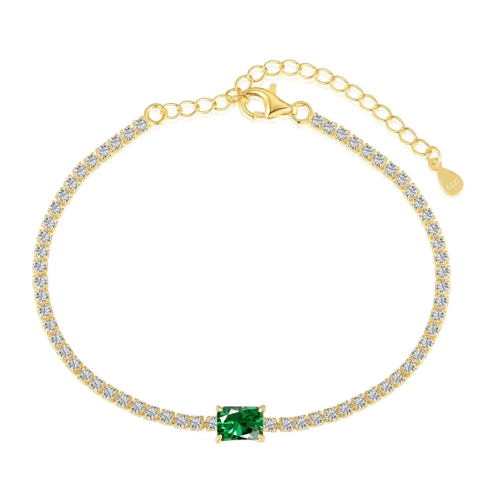 Silver Zircon Radiant Cut Inlaid Tennis Bracelet