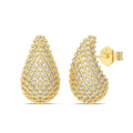 Silver Zircon Round Cut Iced Water Drop Ear Studs